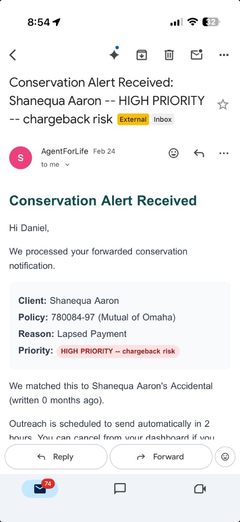 Real conservation alert email